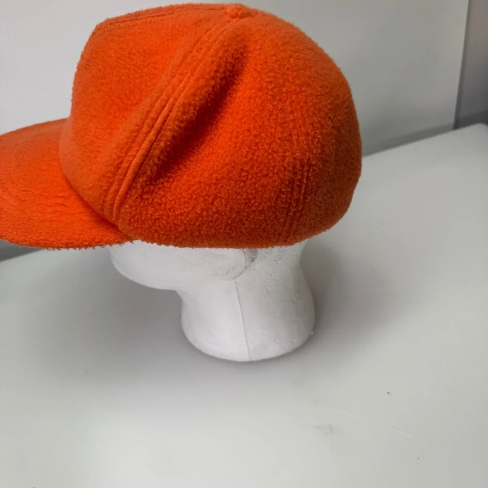 Vintage Gander Mountain Fleece Hat Mens Large Orange USA Made Hunting Safety Cap